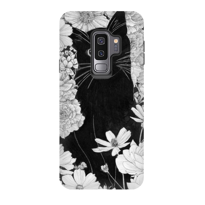 Galaxy S9 plus StrongFit Little Black Garden Cat by ECMazur 