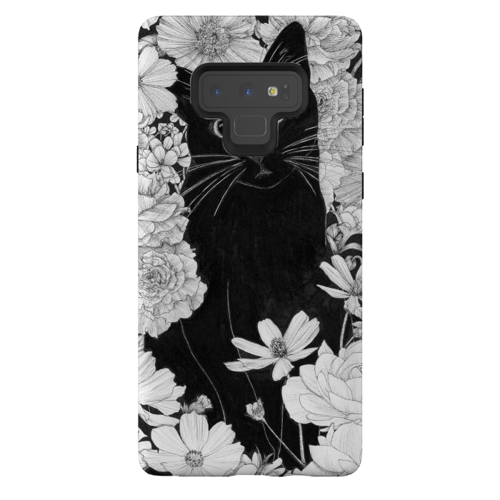 Galaxy Note 9 StrongFit Little Black Garden Cat por ECMazur 