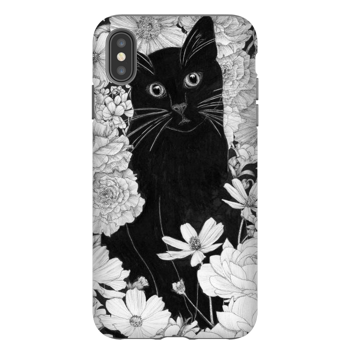 iPhone Xs Max StrongFit Little Black Garden Cat by ECMazur 