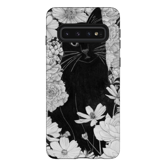 Galaxy S10 StrongFit Little Black Garden Cat by ECMazur 