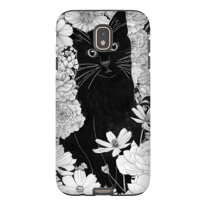 Galaxy J7 StrongFit Little Black Garden Cat by ECMazur 