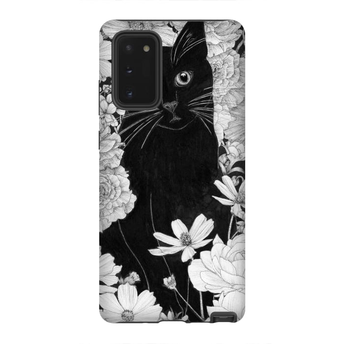 Galaxy Note 20 StrongFit Little Black Garden Cat por ECMazur 