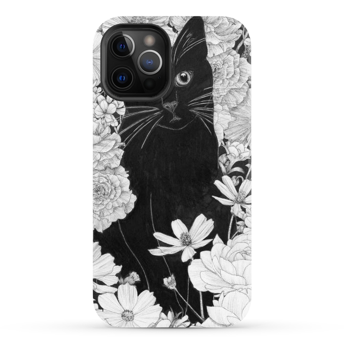iPhone 12 Pro Max StrongFit Little Black Garden Cat by ECMazur 