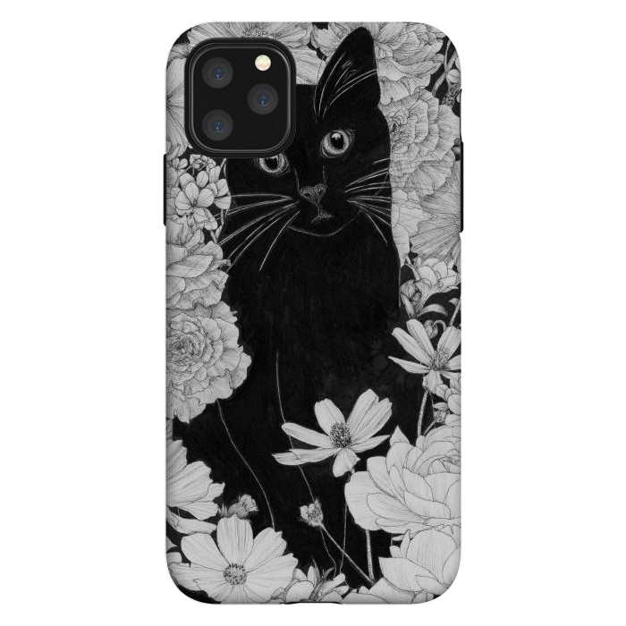 iPhone 11 Pro Max StrongFit Little Black Garden Cat by ECMazur 