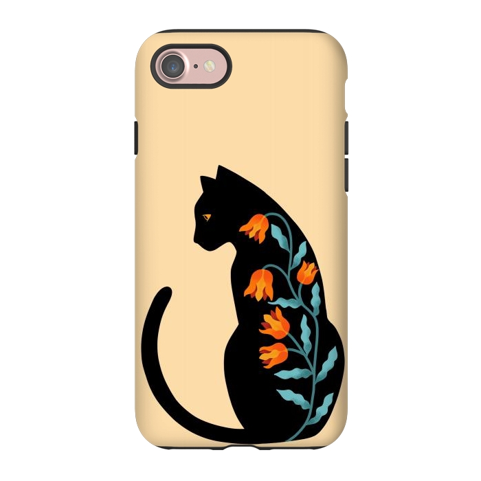 iPhone 7 StrongFit Cat Floral by Coffee Man