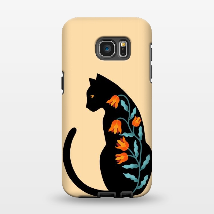 Galaxy S7 EDGE StrongFit Cat Floral by Coffee Man