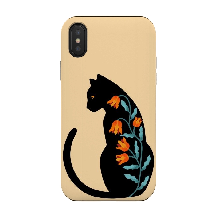 iPhone Xs / X StrongFit Cat Floral by Coffee Man