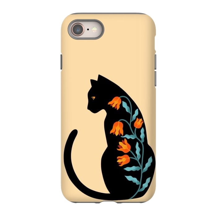 iPhone 8 StrongFit Cat Floral por Coffee Man
