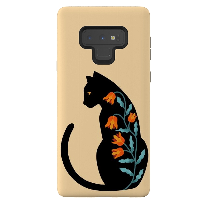 Galaxy Note 9 StrongFit Cat Floral por Coffee Man