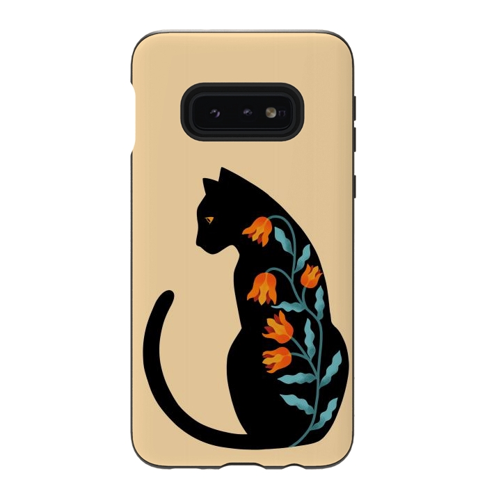 Galaxy S10e StrongFit Cat Floral by Coffee Man