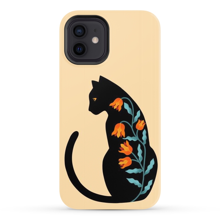 iPhone 12 StrongFit Cat Floral por Coffee Man