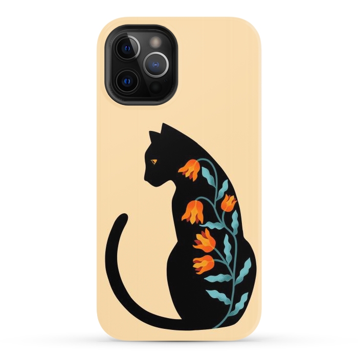 iPhone 12 Pro StrongFit Cat Floral by Coffee Man
