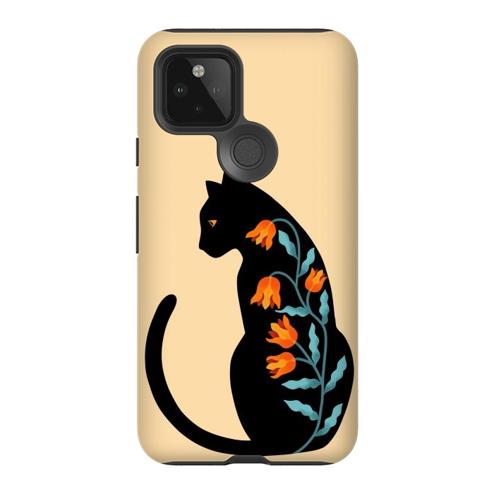 Pixel 5 StrongFit Cat Floral by Coffee Man