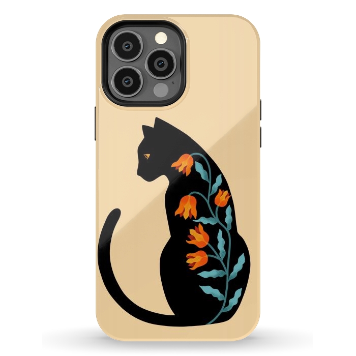 iPhone 13 Pro Max StrongFit Cat Floral por Coffee Man