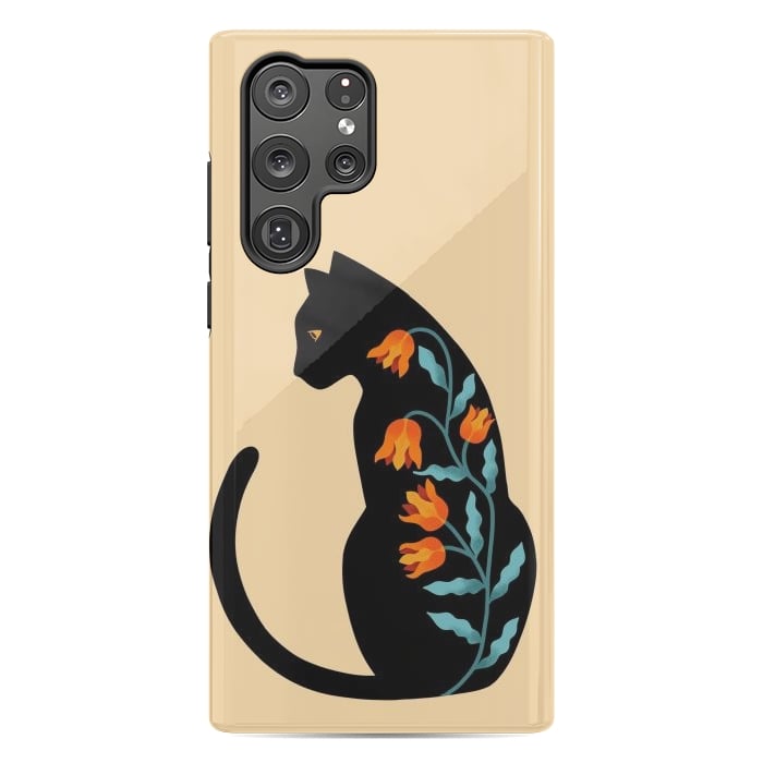 Galaxy S22 Ultra StrongFit Cat Floral by Coffee Man