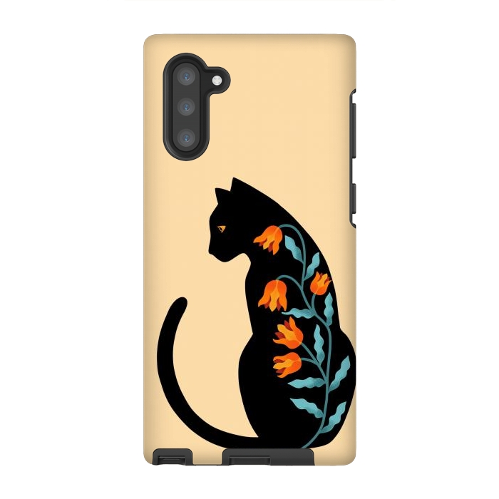Galaxy Note 10 StrongFit Cat Floral by Coffee Man