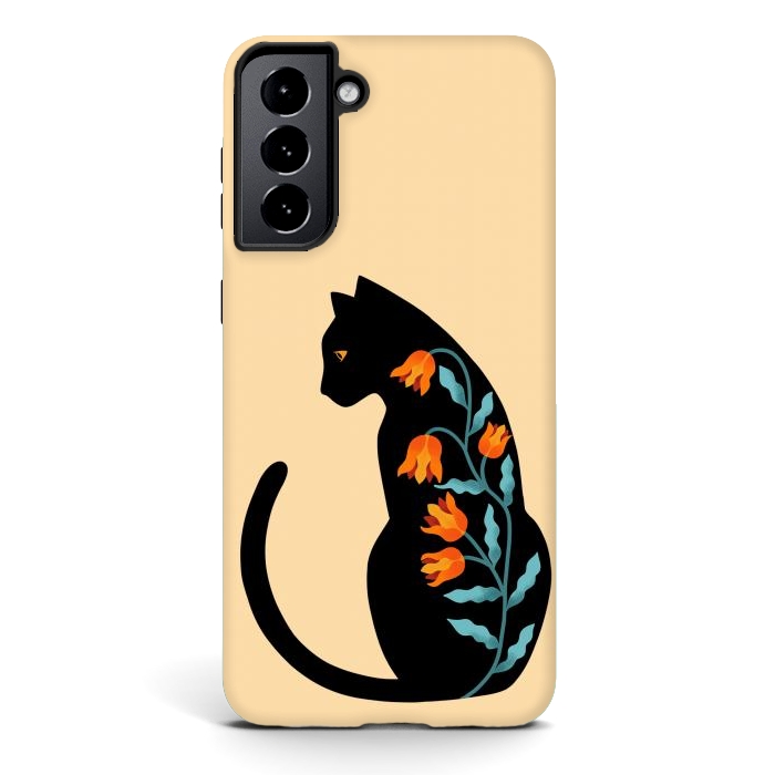Galaxy S21 StrongFit Cat Floral by Coffee Man