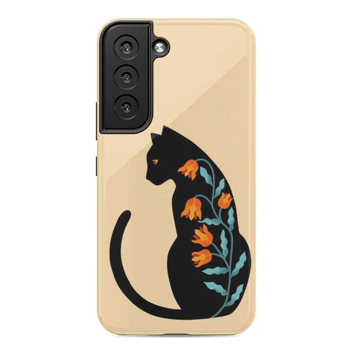 Galaxy S22 StrongFit Cat Floral by Coffee Man