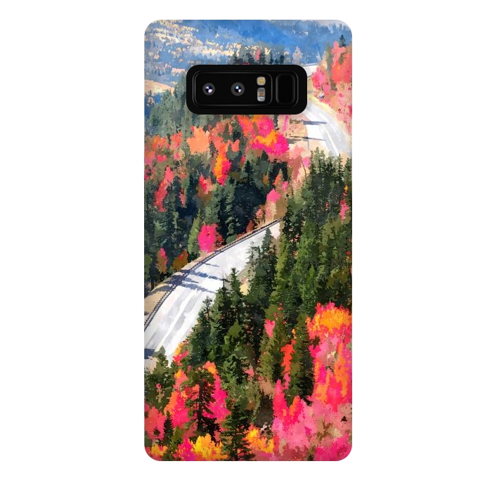 Galaxy Note 8 StrongFit Valley of Pink Trees | Fantasy Pop of Color Forest Nature | Jungle Adventure Road Trip Pine by Uma Prabhakar Gokhale