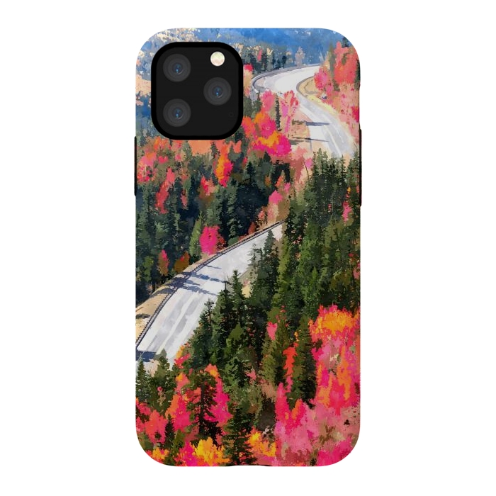 iPhone 11 Pro StrongFit Valley of Pink Trees | Fantasy Pop of Color Forest Nature | Jungle Adventure Road Trip Pine by Uma Prabhakar Gokhale