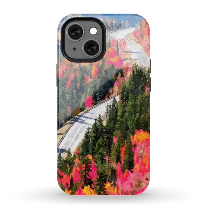 iPhone 12 mini StrongFit Valley of Pink Trees | Fantasy Pop of Color Forest Nature | Jungle Adventure Road Trip Pine by Uma Prabhakar Gokhale