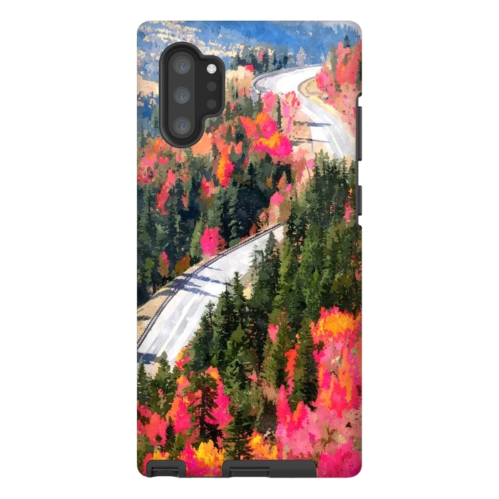 Galaxy Note 10 plus StrongFit Valley of Pink Trees | Fantasy Pop of Color Forest Nature | Jungle Adventure Road Trip Pine by Uma Prabhakar Gokhale