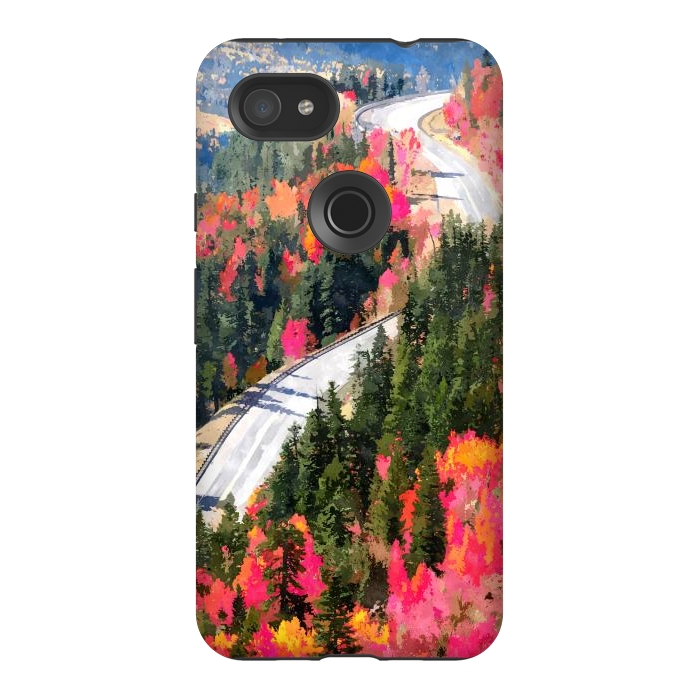 Pixel 3AXL StrongFit Valley of Pink Trees | Fantasy Pop of Color Forest Nature | Jungle Adventure Road Trip Pine by Uma Prabhakar Gokhale