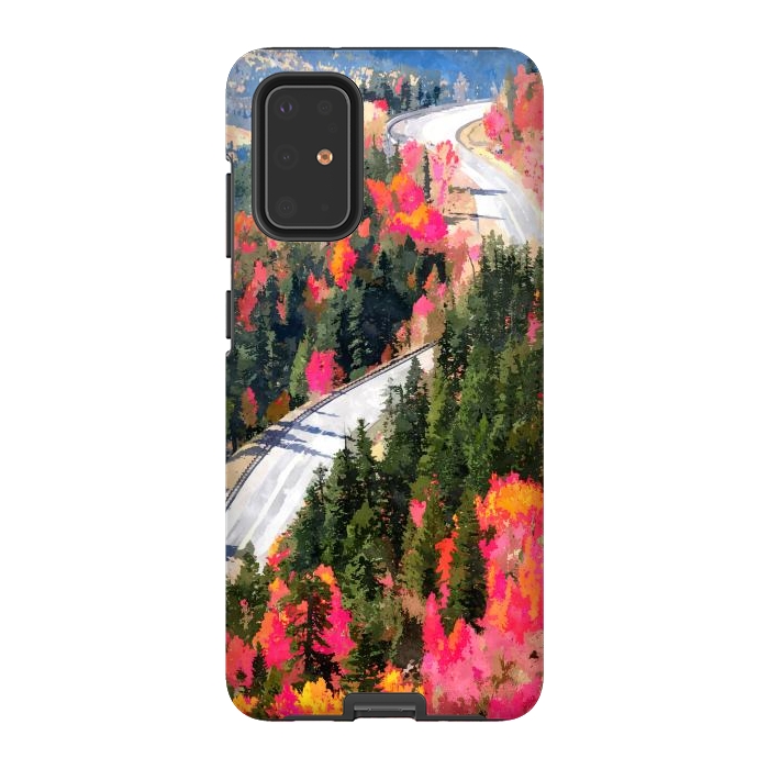 Galaxy S20 Plus StrongFit Valley of Pink Trees | Fantasy Pop of Color Forest Nature | Jungle Adventure Road Trip Pine by Uma Prabhakar Gokhale
