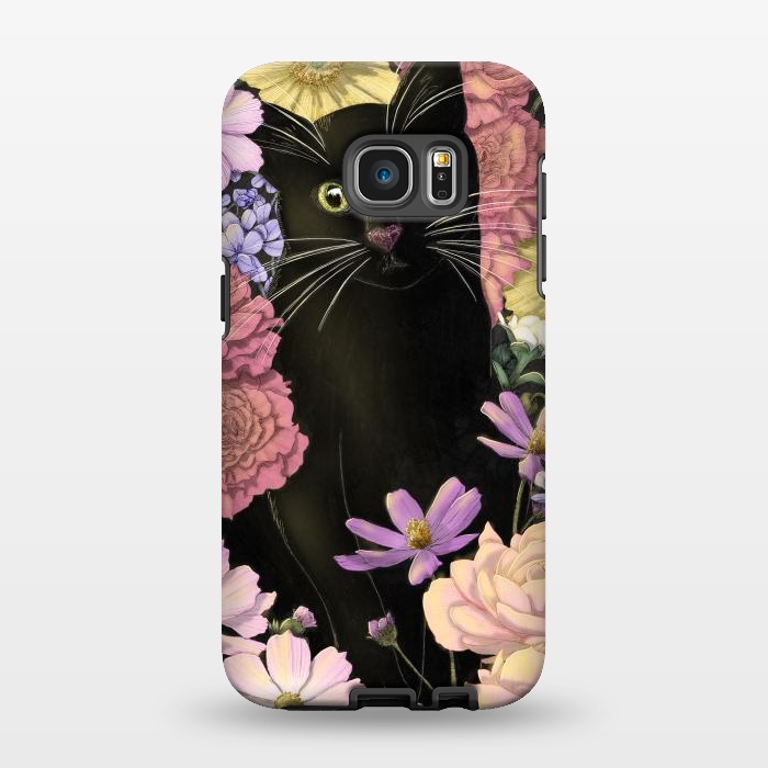 Galaxy S7 EDGE StrongFit Little Black Garden Cat Colour Version by ECMazur 