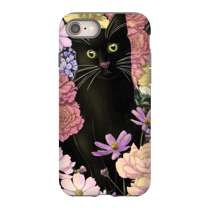 iPhone 8 StrongFit Little Black Garden Cat Colour Version por ECMazur 