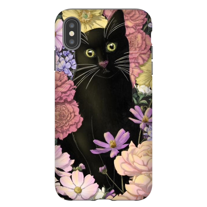 iPhone Xs Max StrongFit Little Black Garden Cat Colour Version by ECMazur 