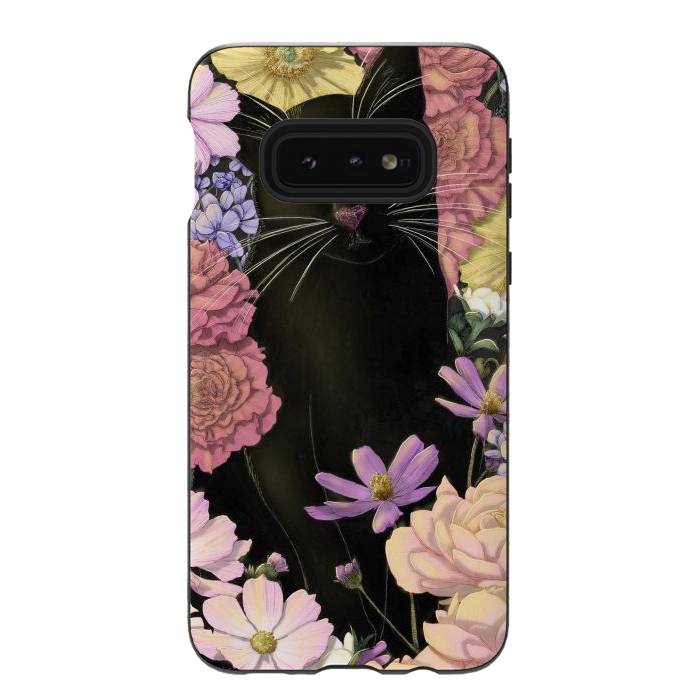 Galaxy S10e StrongFit Little Black Garden Cat Colour Version by ECMazur 