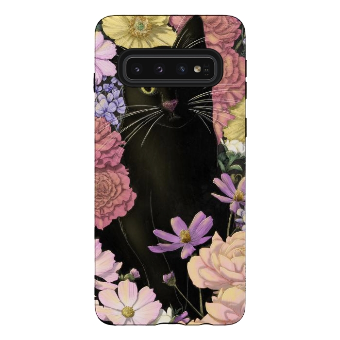 Galaxy S10 StrongFit Little Black Garden Cat Colour Version by ECMazur 