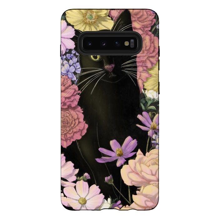 Galaxy S10 plus StrongFit Little Black Garden Cat Colour Version by ECMazur 