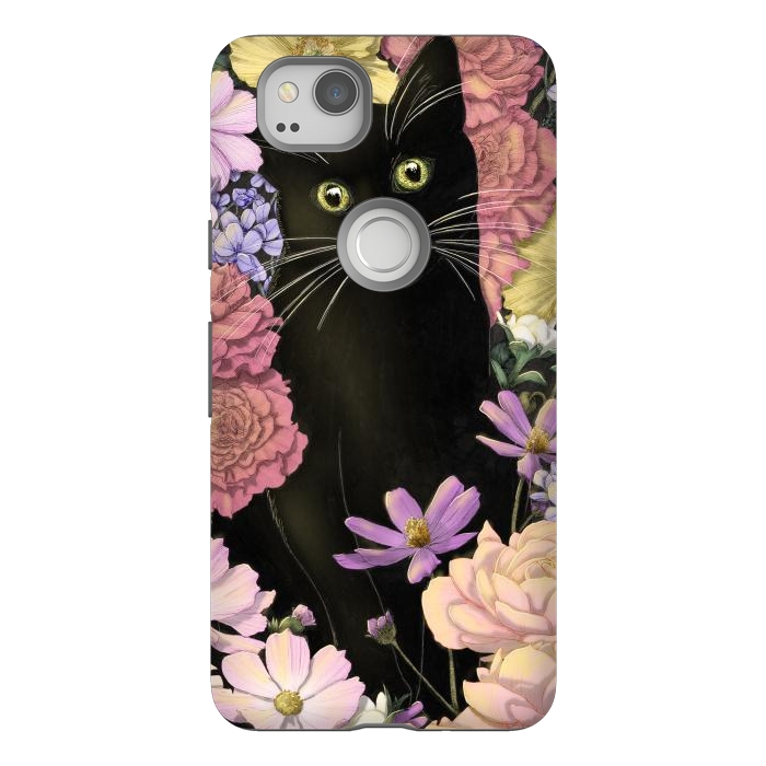 Pixel 2 StrongFit Little Black Garden Cat Colour Version by ECMazur 