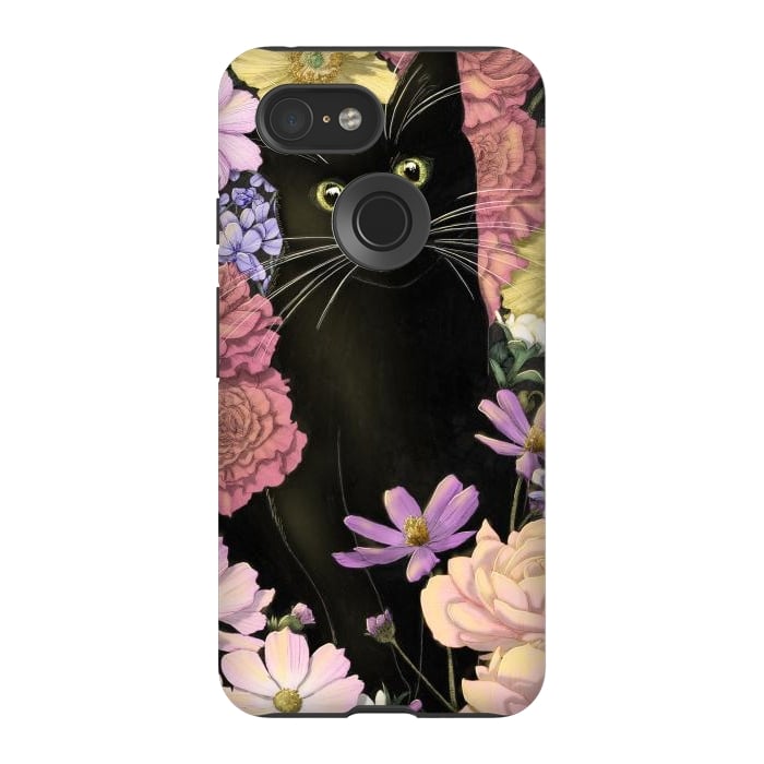 Pixel 3 StrongFit Little Black Garden Cat Colour Version by ECMazur 