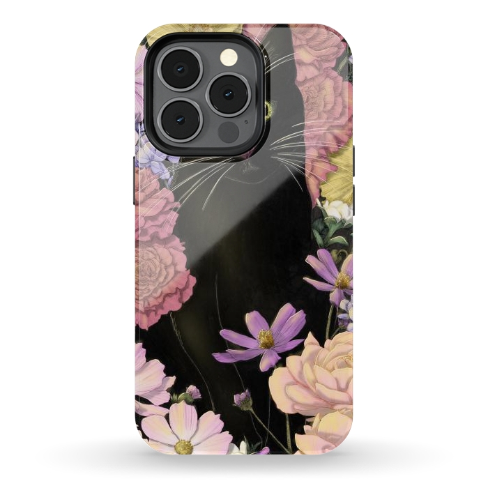 iPhone 13 pro StrongFit Little Black Garden Cat Colour Version by ECMazur 