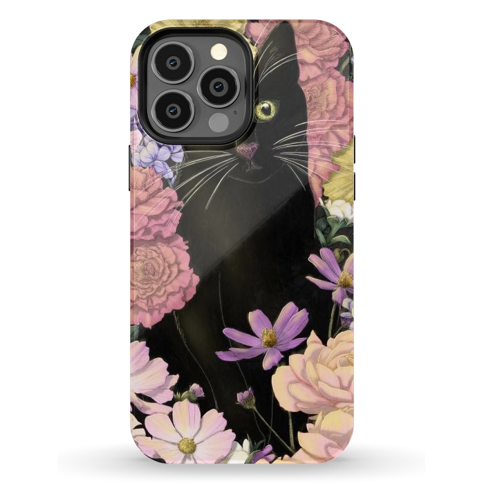 iPhone 13 Pro Max StrongFit Little Black Garden Cat Colour Version by ECMazur 