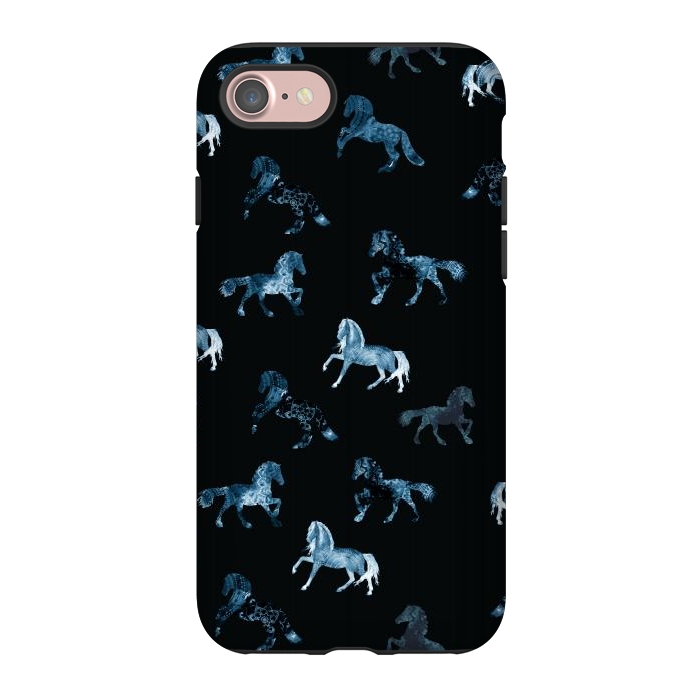 iPhone 7 StrongFit Horse pattern - blue watercolor horses  by Oana 