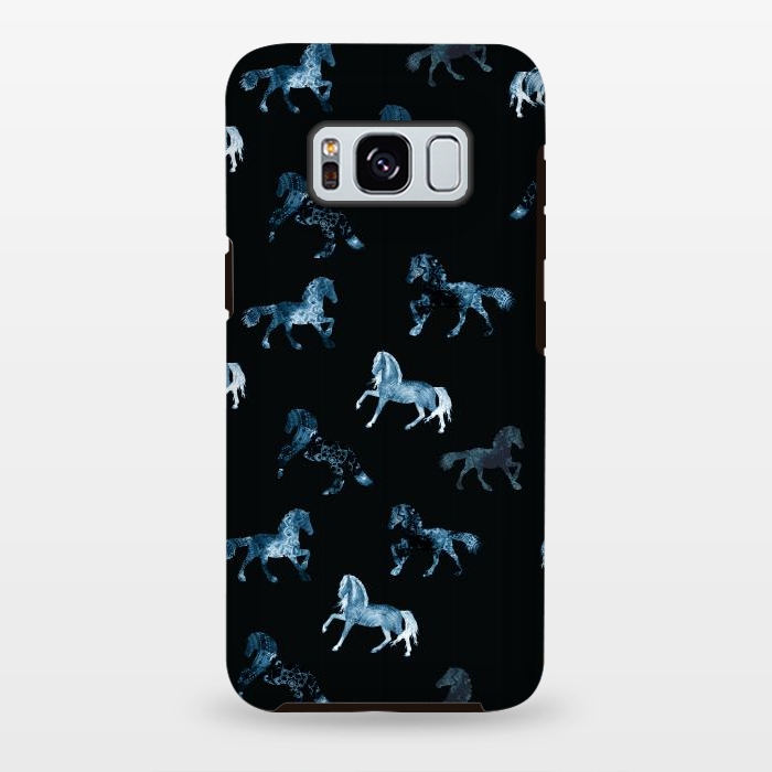 Galaxy S8 plus StrongFit Horse pattern - blue watercolor horses  by Oana 