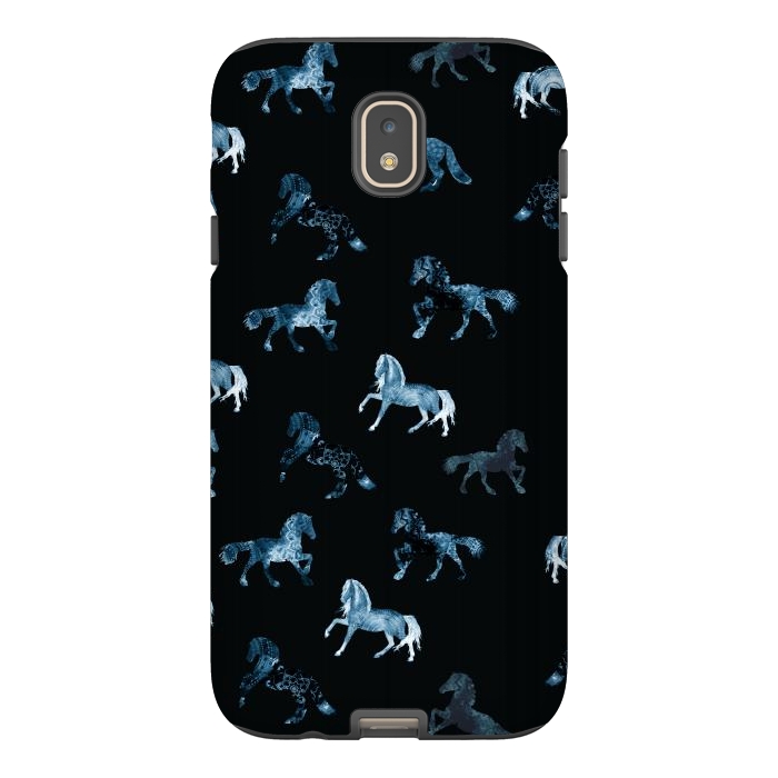 Galaxy J7 StrongFit Horse pattern - blue watercolor horses  by Oana 