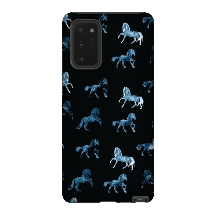 Galaxy Note 20 StrongFit Horse pattern - blue watercolor horses  por Oana 