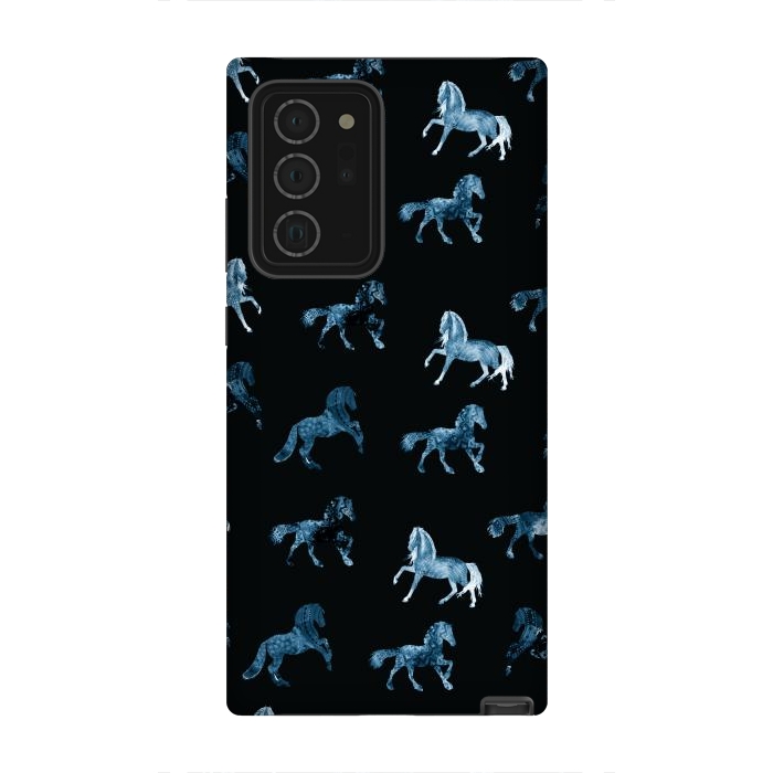 Galaxy Note 20 Ultra StrongFit Horse pattern - blue watercolor horses  by Oana 