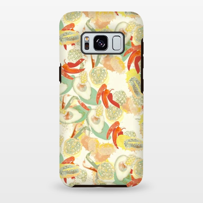 Galaxy S8 plus StrongFit Colorful exotic fruits and chili - tropical fruit pattern by Oana 