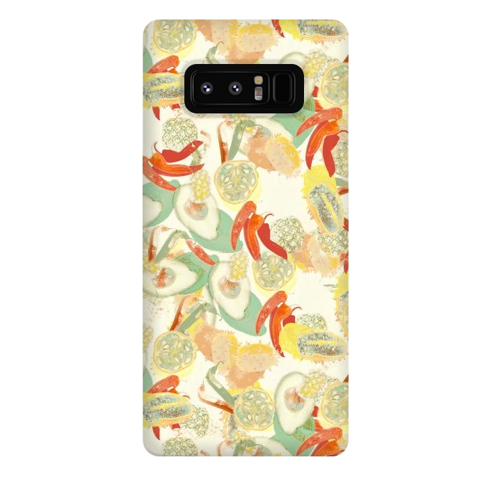 Galaxy Note 8 StrongFit Colorful exotic fruits and chili - tropical fruit pattern by Oana 