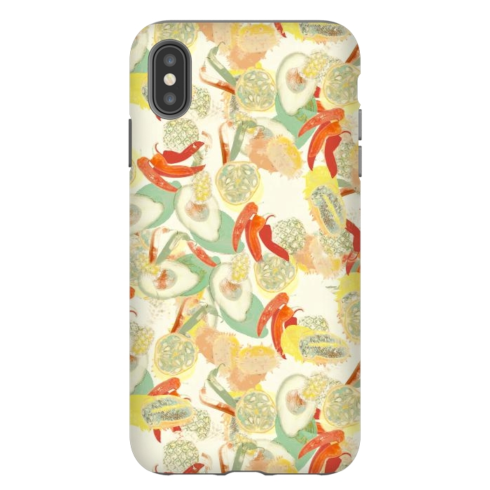 iPhone Xs Max StrongFit Colorful exotic fruits and chili - tropical fruit pattern by Oana 