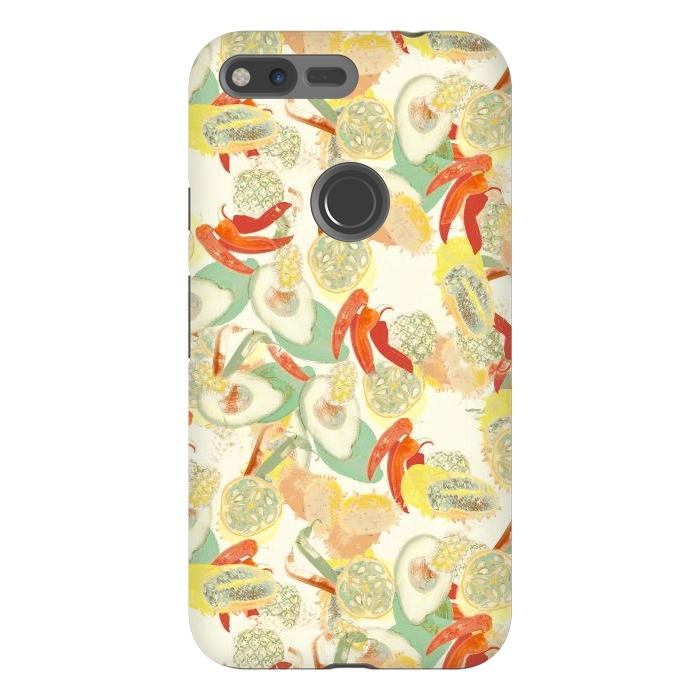 Pixel XL StrongFit Colorful exotic fruits and chili - tropical fruit pattern by Oana 
