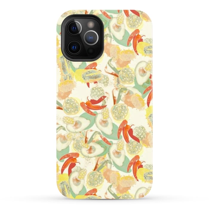 iPhone 12 Pro Max StrongFit Colorful exotic fruits and chili - tropical fruit pattern by Oana 