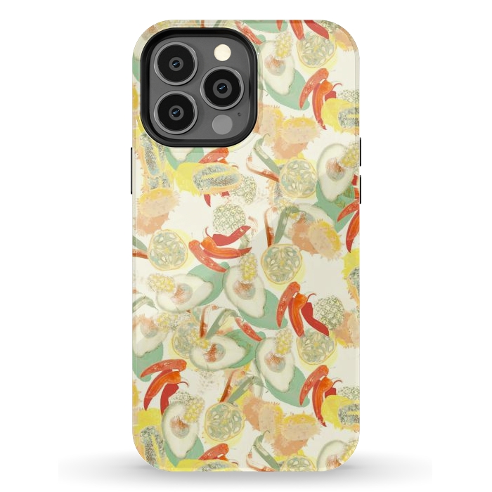 iPhone 13 Pro Max StrongFit Colorful exotic fruits and chili - tropical fruit pattern by Oana 