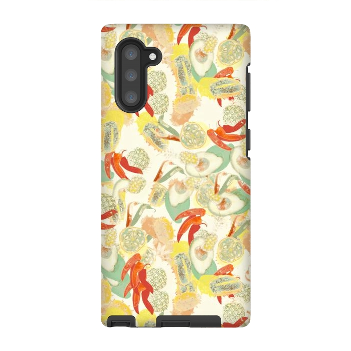 Galaxy Note 10 StrongFit Colorful exotic fruits and chili - tropical fruit pattern by Oana 